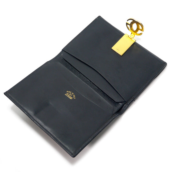 OLD Gucci　総革シェリー折り財布（濃紺）