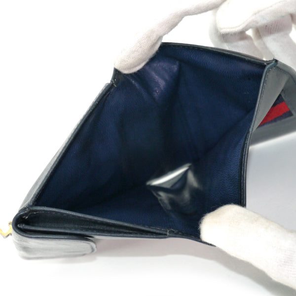 OLD Gucci　総革シェリー折り財布（濃紺）