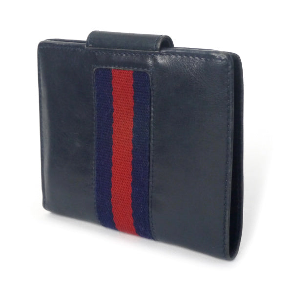 OLD Gucci　総革シェリーGG金具 折財布（濃紺）