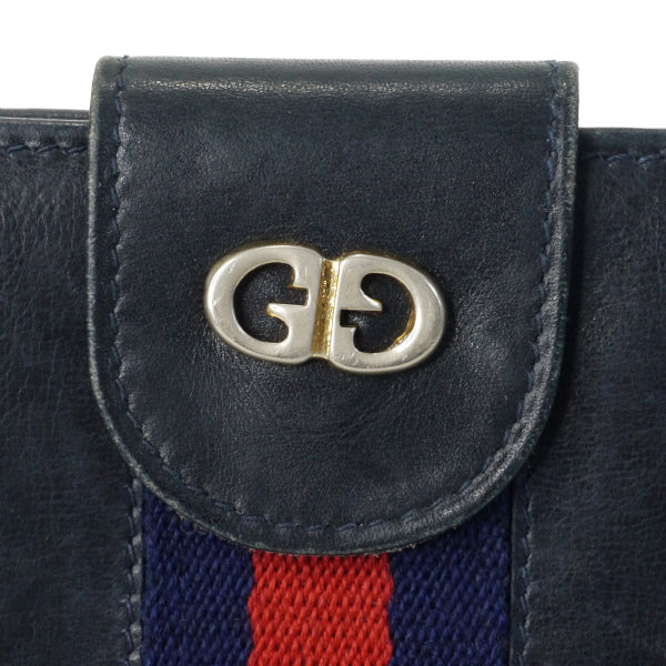 OLD Gucci　総革シェリーGG金具 折財布（濃紺）