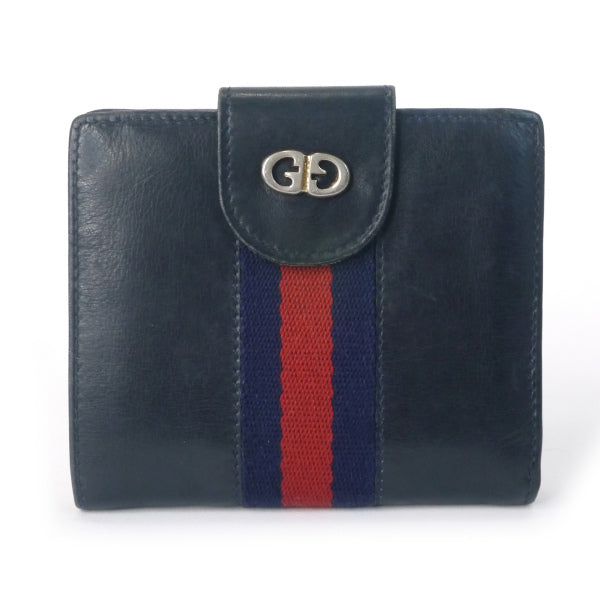 OLD Gucci　総革シェリーGG金具 折財布（濃紺）