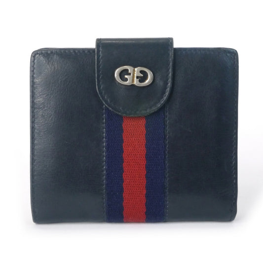 OLD Gucci　総革シェリーGG金具 折財布（濃紺）