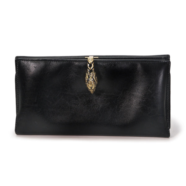 GUCCI 長財布 タイガーヘッドクリップ イタリア製 Gucci 総革タイガーヘッド長財布（黒） – Vintage Shop Rococo