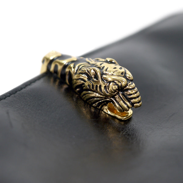 Gucci  総革タイガーヘッド長財布（黒）