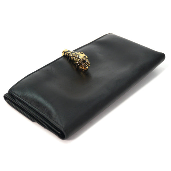 Gucci  総革タイガーヘッド長財布（黒）