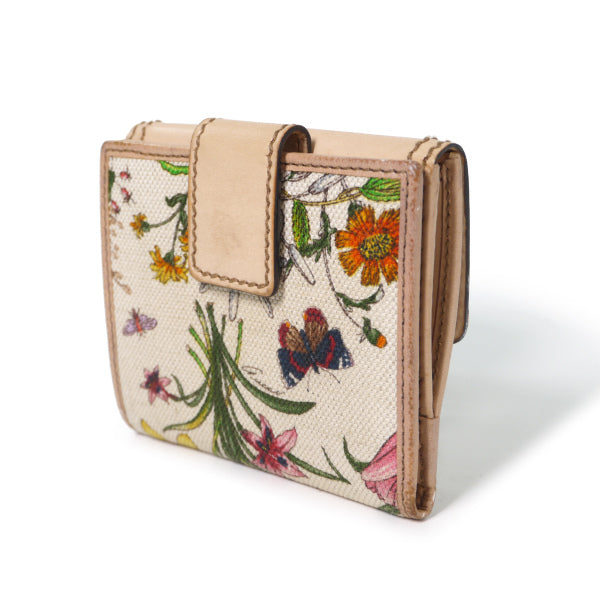 Gucci　バンブー×フローラ２つ折れ財布（ベージュ）