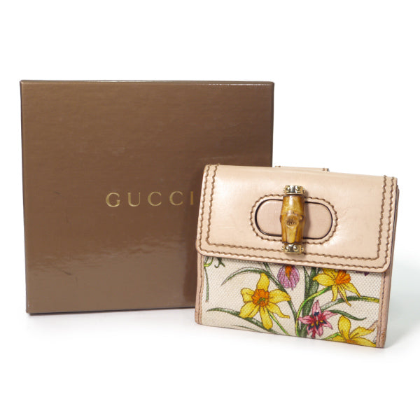 Gucci　バンブー×フローラ２つ折れ財布（ベージュ）