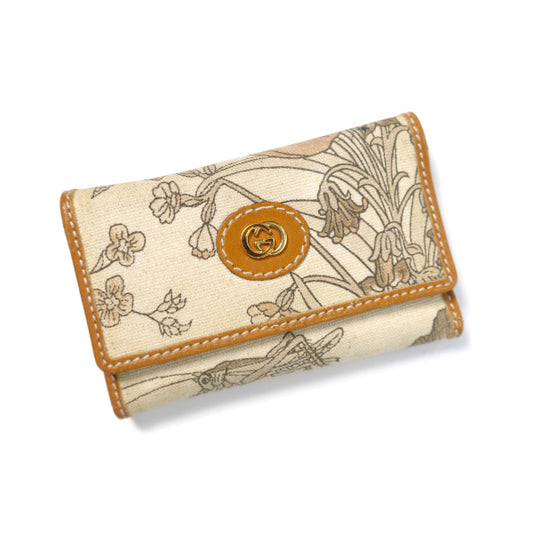 OLD Gucci フローラ キーケース（白×キャメル）
