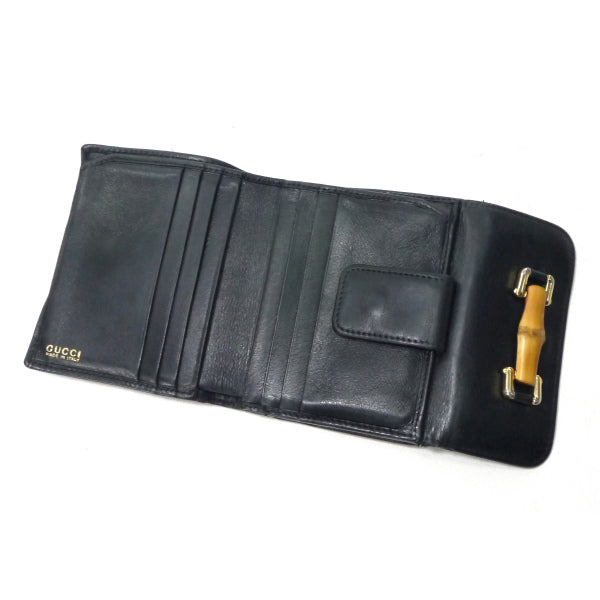OLD Gucci　総革バンブー折財布（黒）