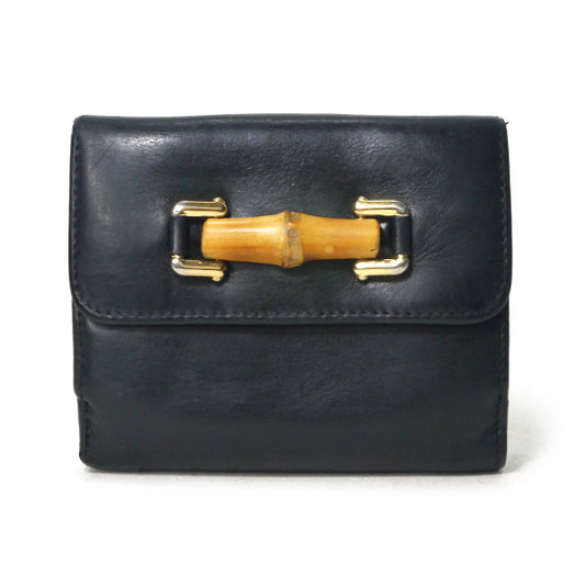 OLD Gucci　総革バンブー折財布（黒）