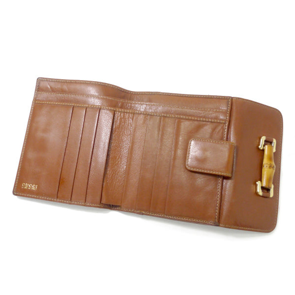 OLD Gucci　総革バンブー折財布（茶）