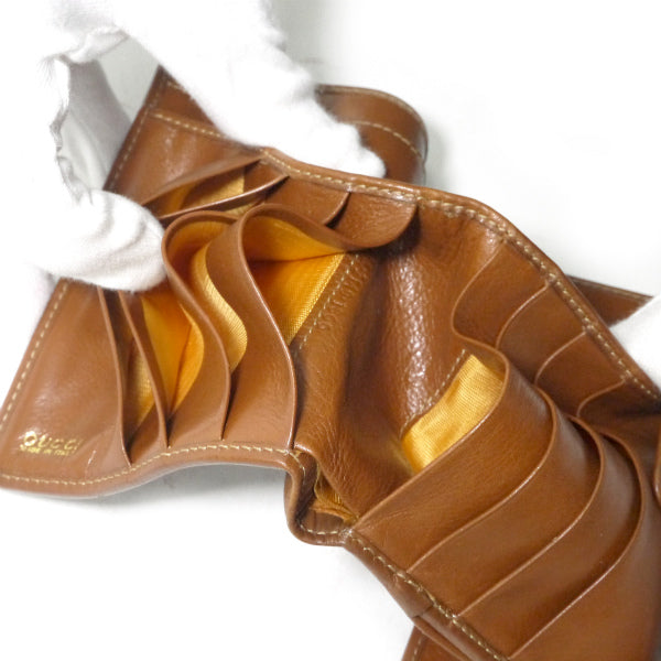 OLD Gucci　総革バンブー折財布（茶）