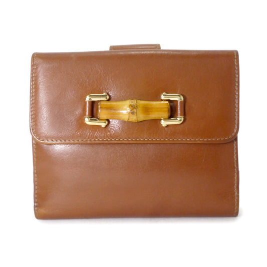 OLD Gucci　総革バンブー折財布（茶）