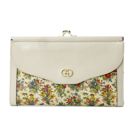 OLD Gucci　フローラがま口長財布（アイボリー）