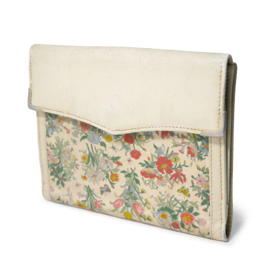 OLD Gucci　フローラ ホースシュー金具折財布（アイボリー）