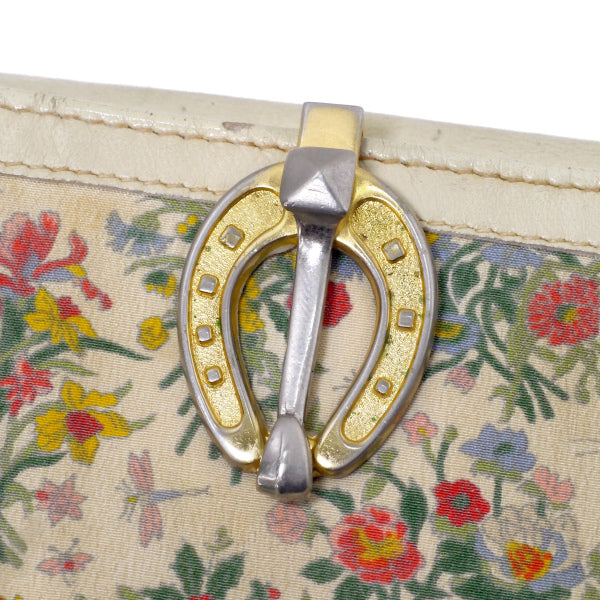OLD Gucci　フローラ ホースシュー金具折財布（アイボリー）