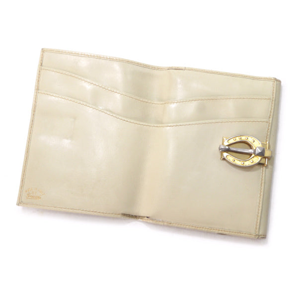 OLD Gucci　フローラ ホースシュー金具折財布（アイボリー）
