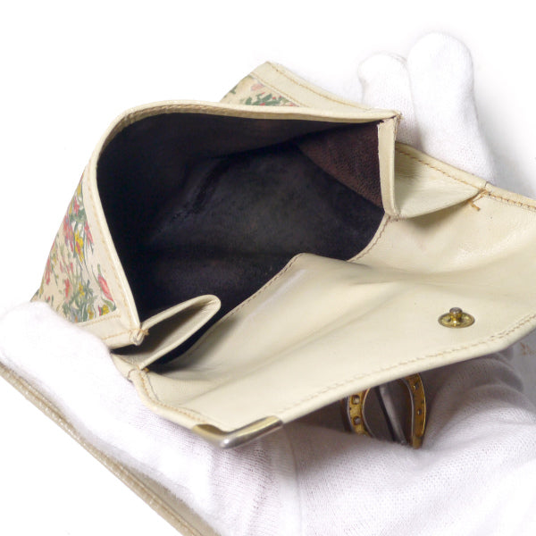 OLD Gucci　フローラ ホースシュー金具折財布（アイボリー）
