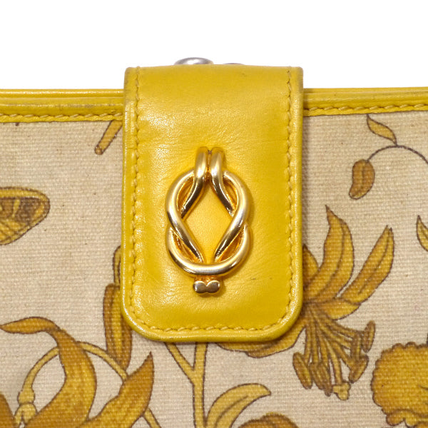 OLD Gucci　＜訳あり＞フローラがま口ミドル折財布（黄）