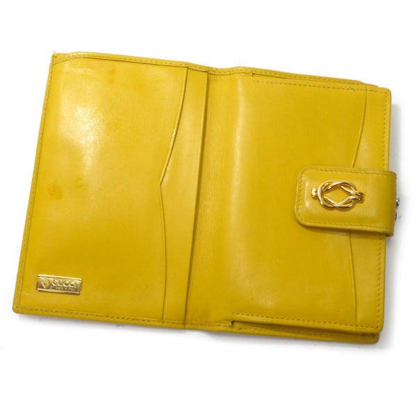 OLD Gucci　＜訳あり＞フローラがま口ミドル折財布（黄）
