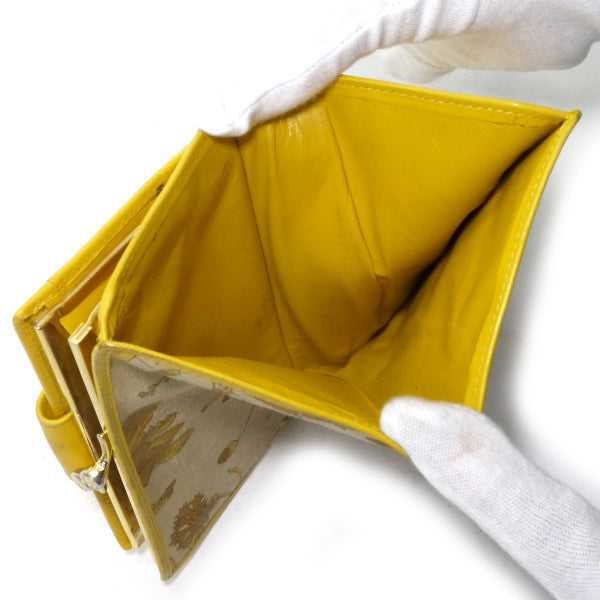 OLD Gucci　＜訳あり＞フローラがま口ミドル折財布（黄）