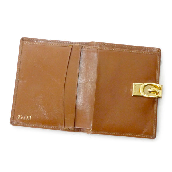 OLD Gucci　総革Gマーク留め具カード＆札入れ（茶）