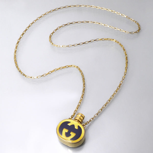 OLD Gucci　GGマーク香水ボトル ペンダント（青/ゴールド）