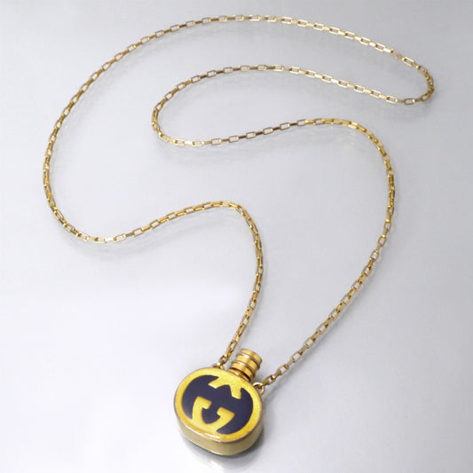 OLD Gucci　GGマーク香水ボトル ペンダント（青/ゴールド）