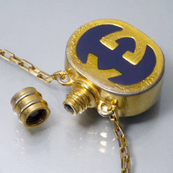OLD Gucci　GGマーク香水ボトル ペンダント（青/ゴールド）