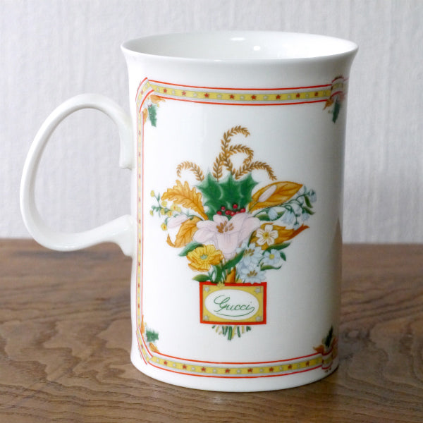 OLD GUCCI クリスマスデザイン ペアマグカップ（白）