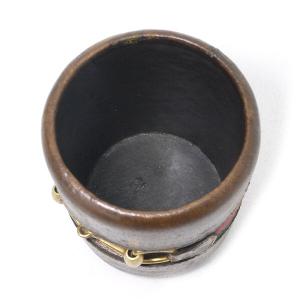 OLD GUCCI レザー製シェリー×ビット ペン立て（濃茶）
