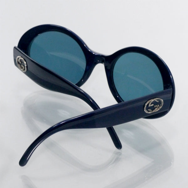 OLD Gucci  ダブルGパールラメ ラウンドサングラス（青）