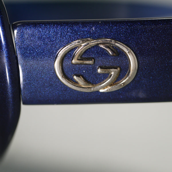 OLD Gucci  ダブルGパールラメ ラウンドサングラス（青）