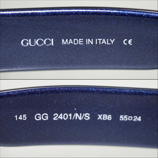 OLD Gucci  ダブルGパールラメ ラウンドサングラス（青）