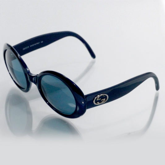 OLD Gucci  ダブルGパールラメ ラウンドサングラス（青）