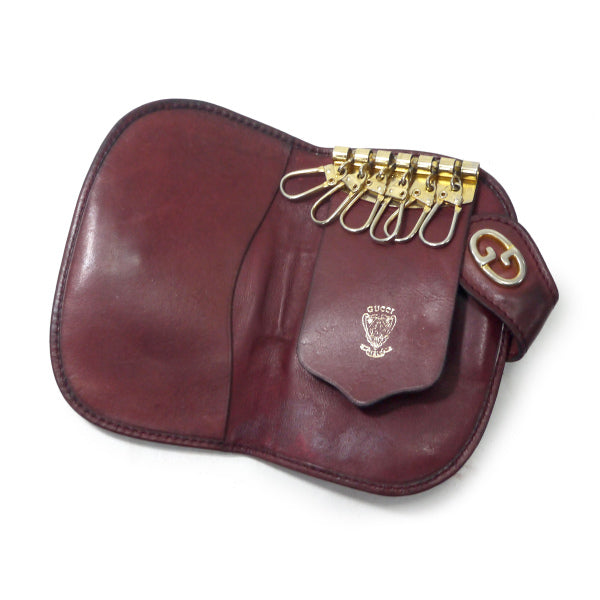 OLD Gucci 総革シェリーハーフムーン6連キーケース（ボルドー）