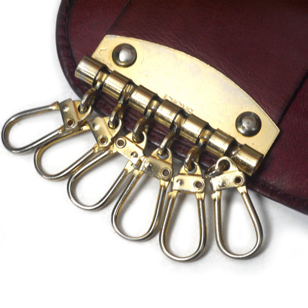 OLD Gucci 総革シェリーハーフムーン6連キーケース（ボルドー）