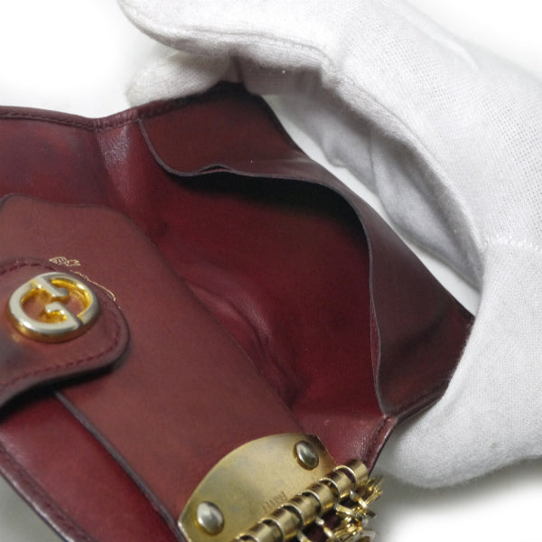 OLD Gucci 総革シェリーハーフムーン6連キーケース（ボルドー）