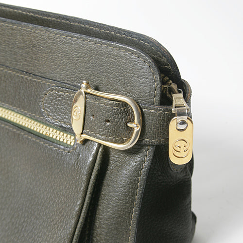 OLD Gucci 　総革セカンドバッグ（カーキ）