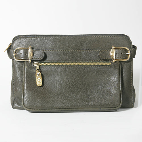 OLD Gucci 　総革セカンドバッグ（カーキ）