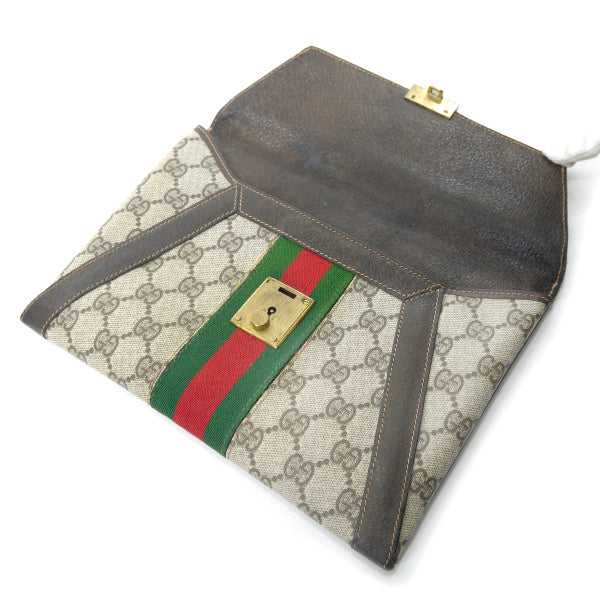 OLD Gucci レターカット シェリークラッチ＆ポーチ（茶）