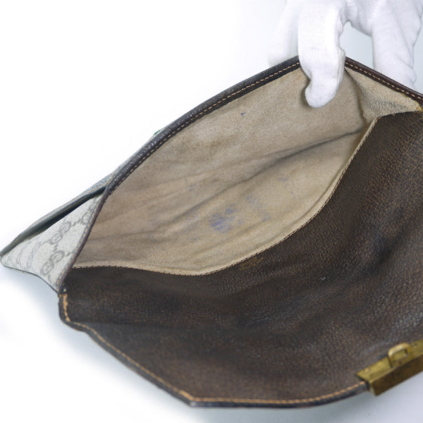 OLD Gucci レターカット シェリークラッチ＆ポーチ（茶）