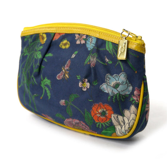 OLD Gucci フローラ ミニポーチ（黄×紺）