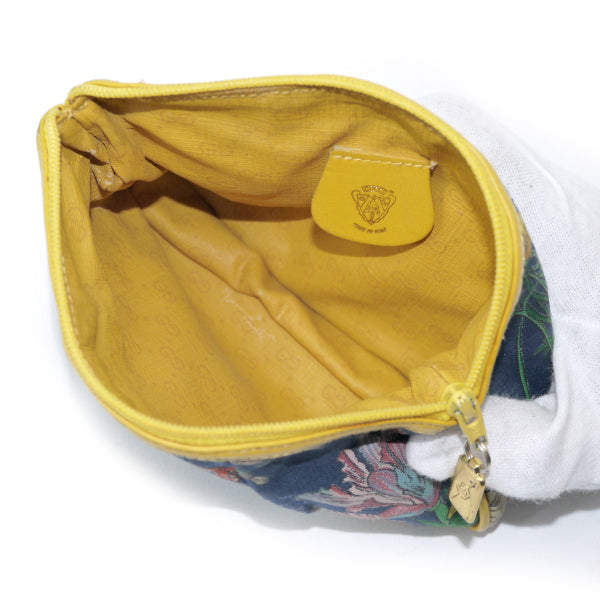 OLD Gucci フローラ ミニポーチ（黄×紺）