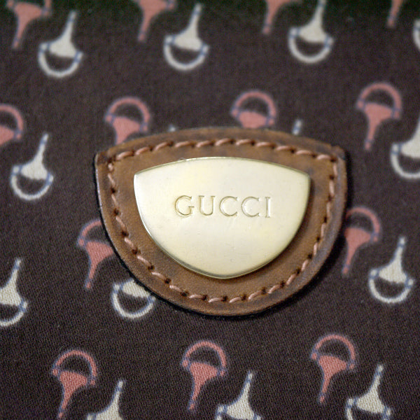 OLD Gucci 逆三角形ビット柄クラッチバッグ（茶・大）