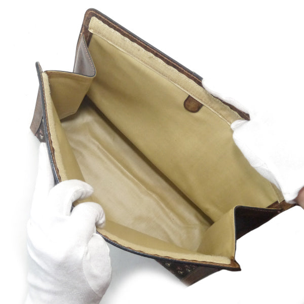 OLD Gucci 逆三角形ビット柄クラッチバッグ（茶・大） – Vintage Shop