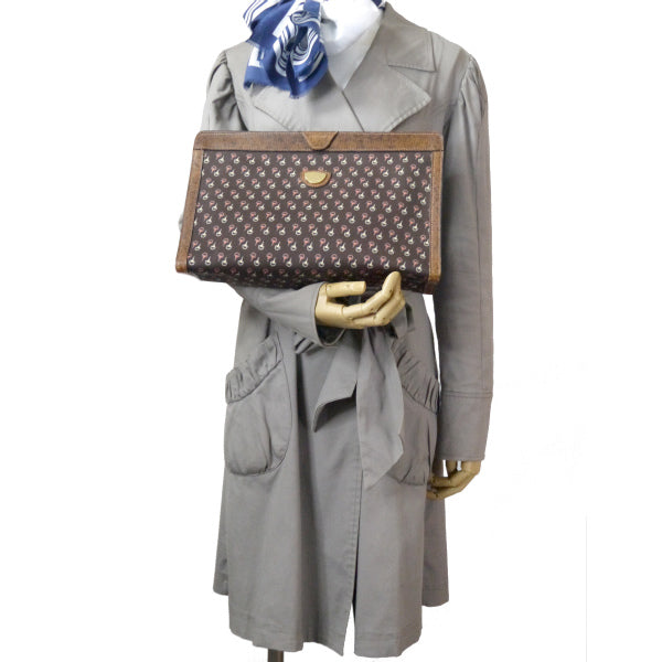 OLD Gucci 逆三角形ビット柄クラッチバッグ（茶・大） – Vintage Shop
