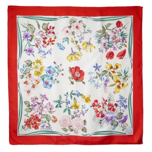 OLD Gucci フローラ 大判シルクスカーフ（赤系 ）