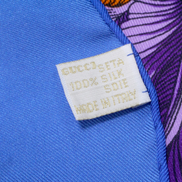 OLD Gucci フローラ 大判シルクスカーフ（青）