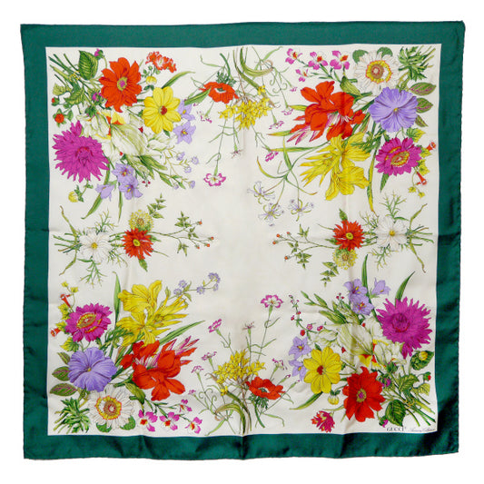 OLD Gucci フローラ 大判シルクスカーフ（緑系）